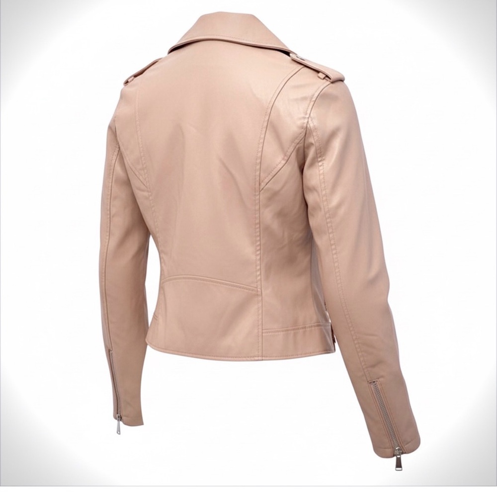 BCBGeneration Faux Leather Blush Pink Moto Jacket Size Medium - Picture 2 of 7
